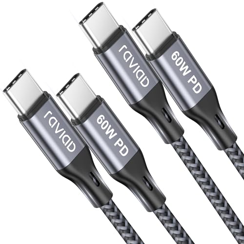 RAVIAD USB C auf USB C Kabel [2Stück 2M], iPhone 15 Ladekabel 60W 20V/3A USB C Schnellladekabel Ladekabel für iPhone 15/Plus/15 Pro/15 Pro Max, MacBook Pro/Air, Samsung S23 S22 S21, Huawei von RAVIAD