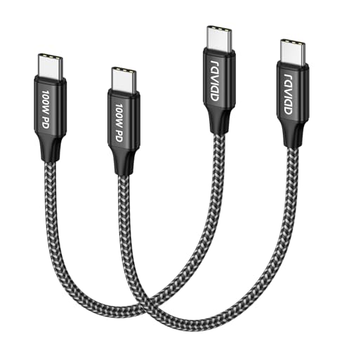 RAVIAD USB C auf USB C Kabel [2Stück 30CM] 100W USB C Kabel PD Schnellladekabel Nylon USB Typ C Ladekabel für iPhone 16/15 Pro Max, Samsung Galaxy S24/S23/S22, MacBook Pro/Air, Pad, Huawei, Pixel von RAVIAD