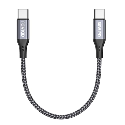 RAVIAD USB C auf USB C Kabel Kurz 30CM, iPhone 15 Ladekabel 60W 20V/3A USB C Schnellladekabel Ladekabel für iPhone 15/Plus/15 Pro/15 Pro Max, MacBook Pro/Air, Samsung S23 S22 S21, Huawei von RAVIAD