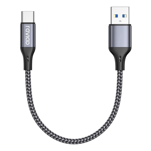 RAVIAD USB Typ C Kabel Kurz 0.3M, USB C Ladekabel QC 3.0 USB 3.0 Schnelles Aufladen und Synchronisation USB C Kabel Kompatibel für iPhone 15 Pro, Samsung Galaxy S24 S23 S22 S21 S20 Note 10, Huawei P60 von RAVIAD