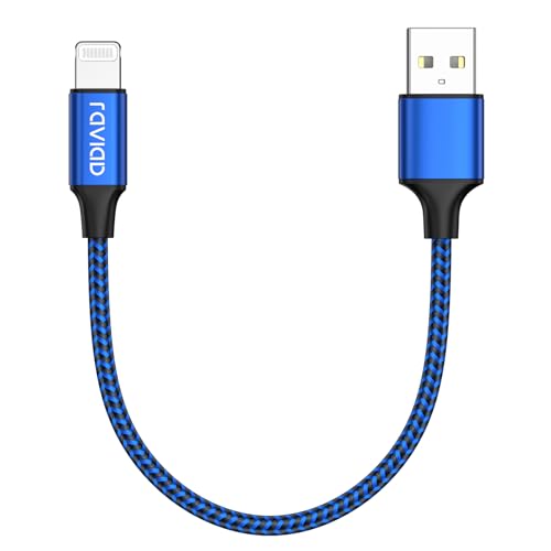 RAVIAD iPhone Ladekabel Kurz, 30CM Lightning Kabel MFi Zertifiziert Nylon iPhone Kabel Kompatibel für iPhone 13 12 11 Pro Max Mini XS XR X SE 2020 8 8 Plus 7 7 Plus 6s 6 5s 5- Blau von RAVIAD