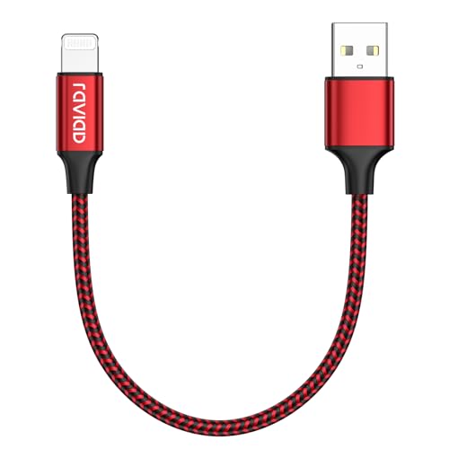 RAVIAD iPhone Ladekabel Kurz, 30CM Lightning Kabel MFi Zertifiziert Nylon iPhone Kabel Kompatibel für iPhone 13 12 11 Pro Max Mini XS XR X SE 2020 8 8 Plus 7 7 Plus 6s 6 5s 5- Rot von RAVIAD