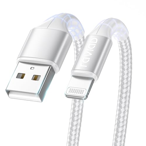 RAVIAD iPhone Ladekabel 3M, Lightning Kabel Lang MFi Zertifiziert Ladekabel iPhone Schnellladekabel Nylon iPhone Kabel für iPhone 14 13 12 11 Pro Max Mini XR XS X 8 7 6 Plus - Silber von RAVIAD