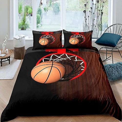 RAVILO Basketball Bettwäsche 135x200 Weiche Mikrofaser Bettbezug 3D Druck Bettwäsche-Sets Sport Bettbezüge und 2 Kissenbezug 80x80 cm mit Reißverschluss von RAVILO