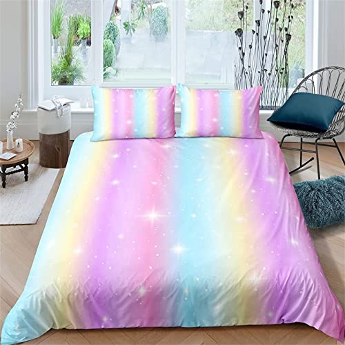 RAVILO Bettwäsche 200x220 Regenbogen, Weiche Mikrofaser 3D Druck Karikatur Bettwäsche-Sets Mehrfarbig Bettbezüge und 2 Kissenbezug 80x80 cm mit Reißverschluss von RAVILO