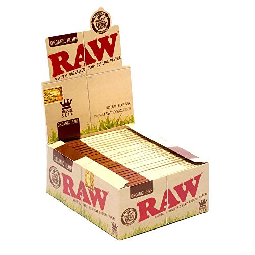 50 x Books Raw Organic Natural Hemp King Size Slim Rolling Paper Cigarette Skin von RAW