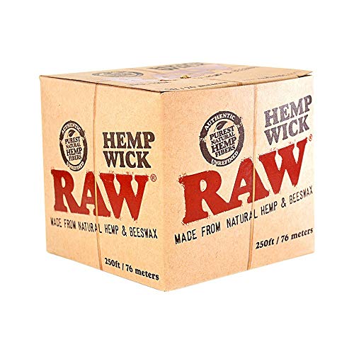 76 Meter RAW Hemp Wick Hanfdocht Ball mit Bienenwachs zum gesünderen Anzünden von Bongs Joints usw, Braun von RAW