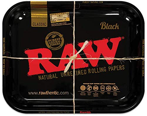 RAW 18753 Medium Black Metal Rolling Tray-27,5 x 34,0 cm, Aluminium von RAW