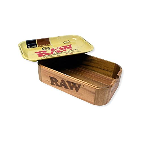RAW 18870 Cache BOX-28,0 x 17,5 x 7 cm-Wooden Box mit Magneten und Metal Tray als Deckel, Holz, Braun von RAW