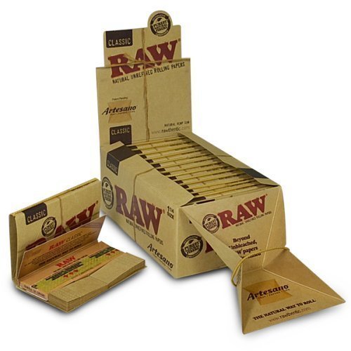 RAW 19334 Classic Artesano 1 44200 Size Box (15x50) + Tips & Tray, Braun, klein von RAW