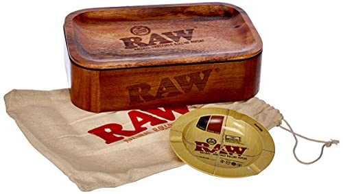 RAW 19341 Cache Box Small Wood Rolling Tray und kostenlosen Metall Aschenbecher, Holz von RAW