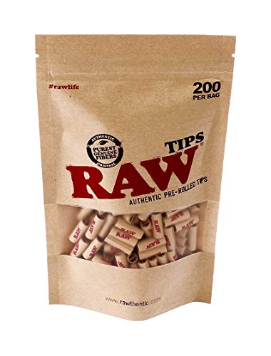 RAW Authentic Pre-Rolled Tips, 200 Tips pro Beutel 10 Beutel (2000 Tips) von RAW
