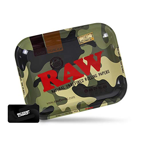 RAW Camouflage-Metall-Tablett – Größe L – schlankes Rolltablett, das auch als Aschenbecher dient, damit Sie sich beim Rauchen in Ihre Umgebung einfügen können von RAW