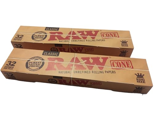 RAW Classic Pre-Rolled Cone King Size-2 x 32 Stück-109 mm-Basic64, Gelb, S von RAW