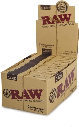 RAW Connoisseur 1 1/4 Medium Size Papers + Tips 1 Box (24x) Achtung: Keine King Size Papers! von RAW