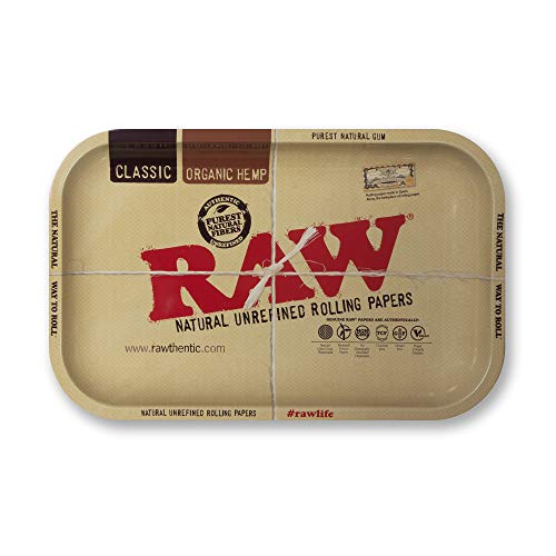 RAW Klassisches Rolltablett | Größe – klein | starkes und stabiles Metall und gebogene Ecken – keine Falten von RAW