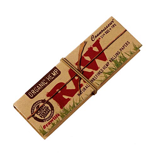 RAW Organic Hemp Connoisseur 1 ¼ Papers + Tips, 50 Hanfblättchen + 50 Tips pro Heftchen 6 Heftchen von RAW