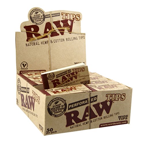 RAW Wide breite Tips King Size perforiert ungebleichte Filtertips 2x Boxen (100 Booklets) von RAW