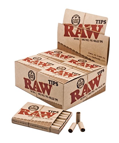 RAW vorgerollte Filter Tips Slim natürliche ungebleichte Filtertips 10 Einzelpackungen (210 Tips) von RAW