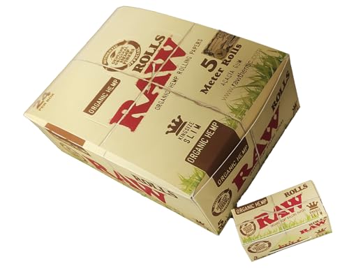 Raw Rolling Paper- Organic 5 Meter Full Box of 24 Rolls by RAW von RAW