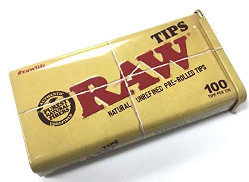 RAW pre-Rolled Tips Metal Tin vorgerollte Tips in Metalldose 1 Tin Case (100 Tips) von RAW