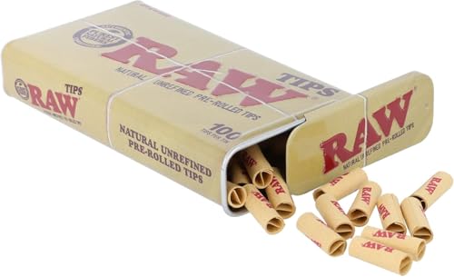 RAW pre-Rolled Tips Metal Tin vorgerollte Tips in Metalldose 1 Tin Case (100 Tips) von RAW