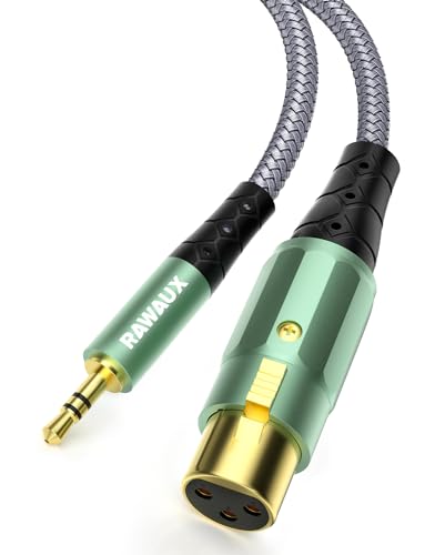 RAWAUX 3.5mm auf XLR Kabel 1M, Stereo 3.5mm TRS Mini Klinkenstecker auf XLR Buchse Adapter Unsymmetrische Audio Microfonkabel für Lautsprecher, Verstärker, Kamera, Laptop, iPad von RAWAUX