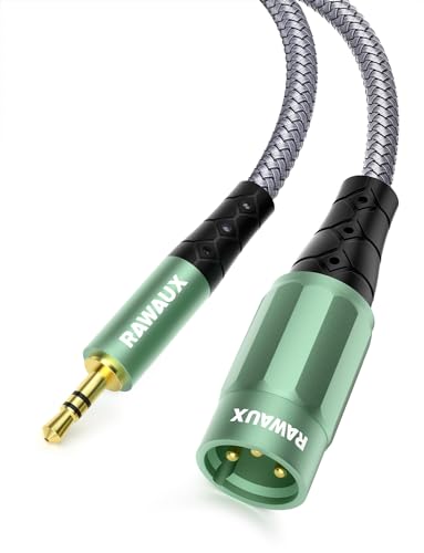 RAWAUX 3.5mm auf XLR Kabel 2M, Stereo 3.5mm TRS Mini Klinkenstecker auf XLR Stecker Adapter Unsymmetrische Audio Microfonkabel für Lautsprecher, Verstärker, Kamera, Laptop, iPad von RAWAUX