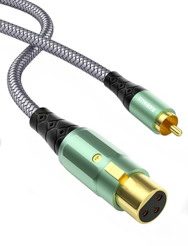 RAWAUX XLR auf Cinch Kabel, Subwoofer Kabel XLR Buchse auf Cinch Stecker Microfonkabel Stereo Audio Kabel XLR Adapter für CD-Spieler, Lautsprecher, Kondensator, Mikrofonmischpult, Verstärker(2M) von RAWAUX