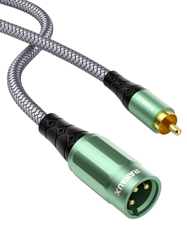 RAWAUX XLR auf Cinch Kabel, Subwoofer Kabel XLR Stecker auf Cinch Stecker Microfonkabel Stereo Audio Kabel XLR Adapter für CD-Spieler, Lautsprecher, Kondensator, Verstärker(1M) von RAWAUX