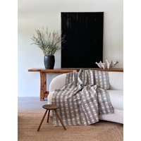 Vintage Creme Grau Gemusterte Decke | Baumwollmischung Schachbrett Tagesdecke 60"x 80" Bl127 von RAWSONSTUDIO