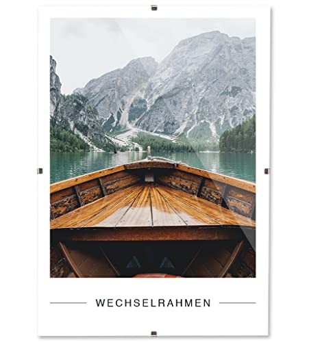RAWWEST.BIS Rahmenloser 59,4x42 cm DIN A2 Bilderrahmen Bildhalter Cliprahmen Fotorahmen Kunstglas Plexi gut für Wohnzimmer, Esszimmer, Küche,Fotos Poster viele Größen Rechteckig mit Clips gut. von RAWWEST.BIS