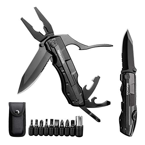 RAXCO Taschenmesser, 18 in 1 Multitool mit Zange Klappmesser Dosenöffner Schraubendrehe für Camping, draussen, Wandern von RAXCO