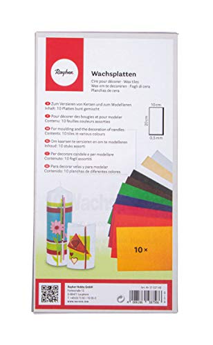 Rayher 3102749 Verzierwachs, Set 10 Verzierwachsplatten, je 20 x 10 cm, Farben sortiert, Wachs zum Kerzen verzieren, Kerzenwachs, Wachsfolie Rayher 3102749 Verzierwachs, Set 10 Verzierwachsplatten, je 20 x 10 cm, Farben sortiert, Wachs zum Kerzen verzieren, Kerzenwachs, Wachsfolie von Rayher