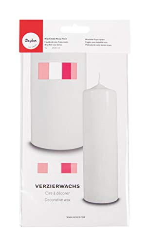 Rayher 31449000 Verzierwachs, Rosa-Töne, Set 4 Verzierwachsplatten, je 20 x 6,5 cm, Wachs zum Kerzen verzieren, Kerzenwachs, Wachsfolie von Rayher