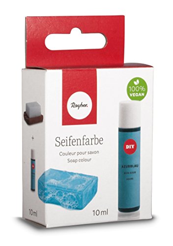 Rayher Hobby 34246374 Seifenfarbe, 10 ml, geruchsneutral, 100% vegan, schadstofffrei und ökologisch abbaubar, im wiederverschließbaren Kunststofffläschchen mit Schraubdeckel, gut dosierbar, azurblau von Rayher