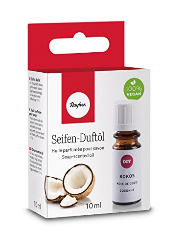 Rayher 34247000 Hobby Seifen Duftöl (100% vegan, in Glasflasche mit Kindersicherheitsverschluss, hautpflegende und wohltuende Wirkung) Kokos, 10 ml von Rayher