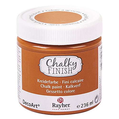 RAYHER HOBBY 38868218 Chalky Finish auf Wasser-Basis, Kreide-Farbe für Shabby-Chic-, Vintage- und Landhaus-Stil-Looks, 236 ml (1er Pack), dunkel orange von Rayher