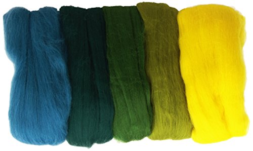 RAYHER HOBBY 5365300 Filzwolle, Merinowolle, Kammzug, fein, 19 mic, 5 Farben je 10g, Grün-Töne, 100% Schafschurwolle zum Filzen, 50g RAYHER HOBBY 5365300 Filzwolle, Merinowolle, Kammzug, fein, 19 mic, 5 Farben je 10g, Grün-Töne, 100% Schafschurwolle zum Filzen, 50g von Rayher