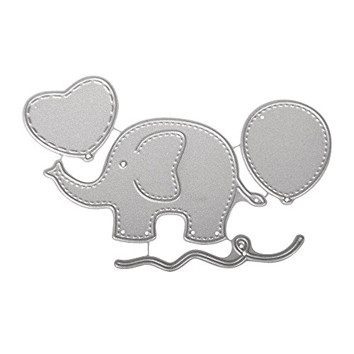 Rayher Hobby 59241000 Stanzschablonen Set, Baby, Motive Elefant, Ballon, Herz, Schnur, Metall/Stahl, 4 Stanzformen Dies, Größen ca. 2,1-8,5 cm von Rayher