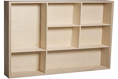 Rayher Hobby 62612000 Holz-Setzkasten, 26 x 26 x 4 cm, 7 Abteilungen von Rayher