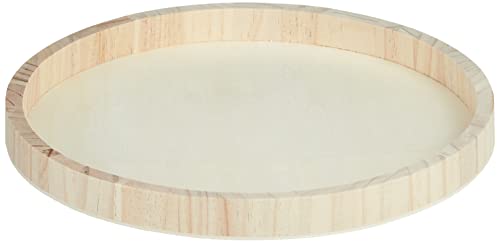 Rayher 62731000 Holz-Schale zum Dekorieren, 30 cm ø, Randhöhe ca. 2,5 cm, Bodenstärke ca. 2 – 3 mm, Holztablett rund von Rayher