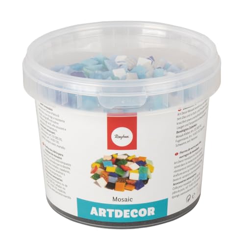 Rayher Hobby Rayher Artdecor Mosaik Mix 1x1cm, ca.1500 Stück, Dose 1kg , Blau-Töne, 1453008 von Rayher