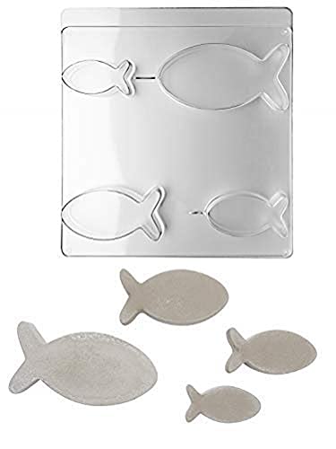 Rayher 36083000 Gießform Fische, 4 Größen, 7,5 - 14,5 cm, Tiefe 3 cm, Material PET, zum Ausgießen mit Kreativ-Beton, Raysin-Gießpulver, Seife, Wachs, Betongießform von Rayher