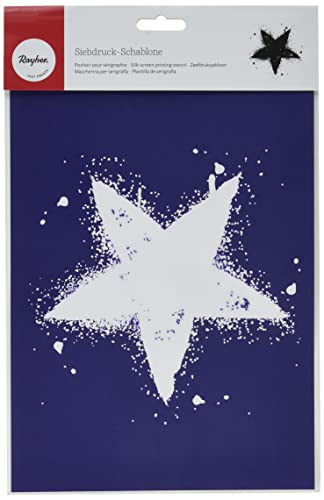 Rayher Hobby 4503400 Schablone Stern, DIN A4, mit Rakel, Siebdruck-Schablone, Malschablone, selbstklebend von Rayher