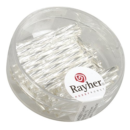 Rayher 1404922 Glasstifte twistet, 20 mm, mit Silbereinzug, Dose 13g, Silber von Rayher