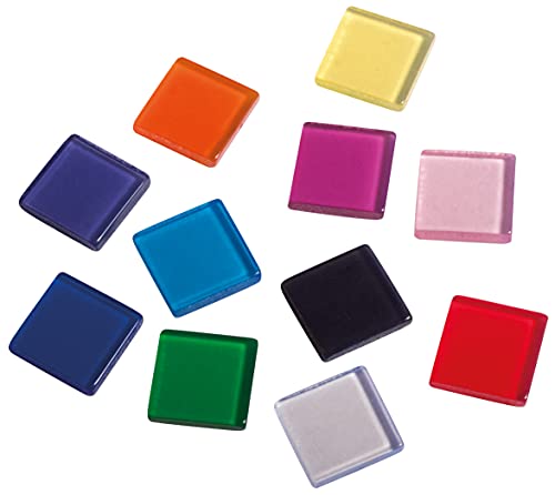 Rayher Acryl Mosaik, transparent 1x1cm, ca. 205Stück, SB-Box 50g , bunte Mischung, quadratisch, Kunststoffsteine, Kunststoffmosaik durchscheinend, 14540999, Bunt von Rayher