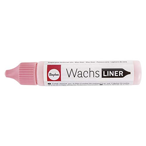 Rayher 31500262 Wachs-Liner, rosa, Flasche 30 ml, zum Kerzen bemalen, Wachsstift, Flüssigwachs zum Malen direkt aus der Flasche von Rayher