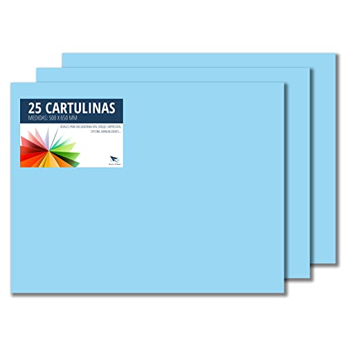 RAYLU PAPER – Tonpapier 50 x 65 cm, 25 Stück Kartonpapier 180g/m², 210 x 297 mm, professionelle farbige Kartons für Büro, Kopierpapier, Buntes Papier zum Basteln (Himmelblau) von RAYLU PAPER