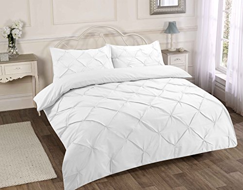 RAYYANLINEN 3-teiliges Bettwäsche-Set mit Biesen, Plissee, mit Kissenbezügen (weiß, Super-King-Size-Bett). von RAYYANLINEN